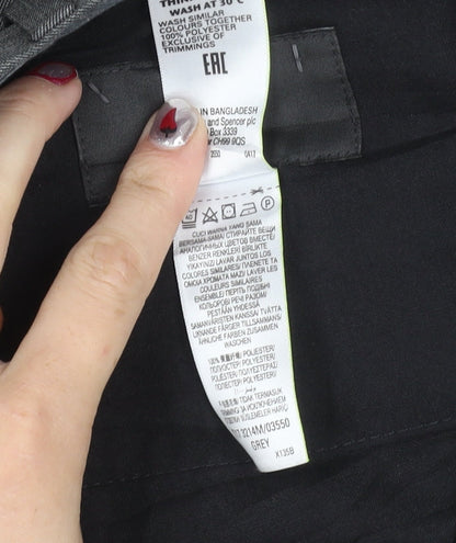 Marks and Spencer Men's Grey 44W 29L Regular Fit Dress Trousers