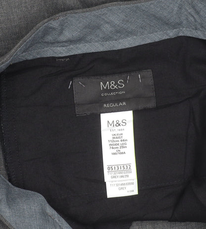 Marks and Spencer Men's Grey 44W 29L Regular Fit Dress Trousers