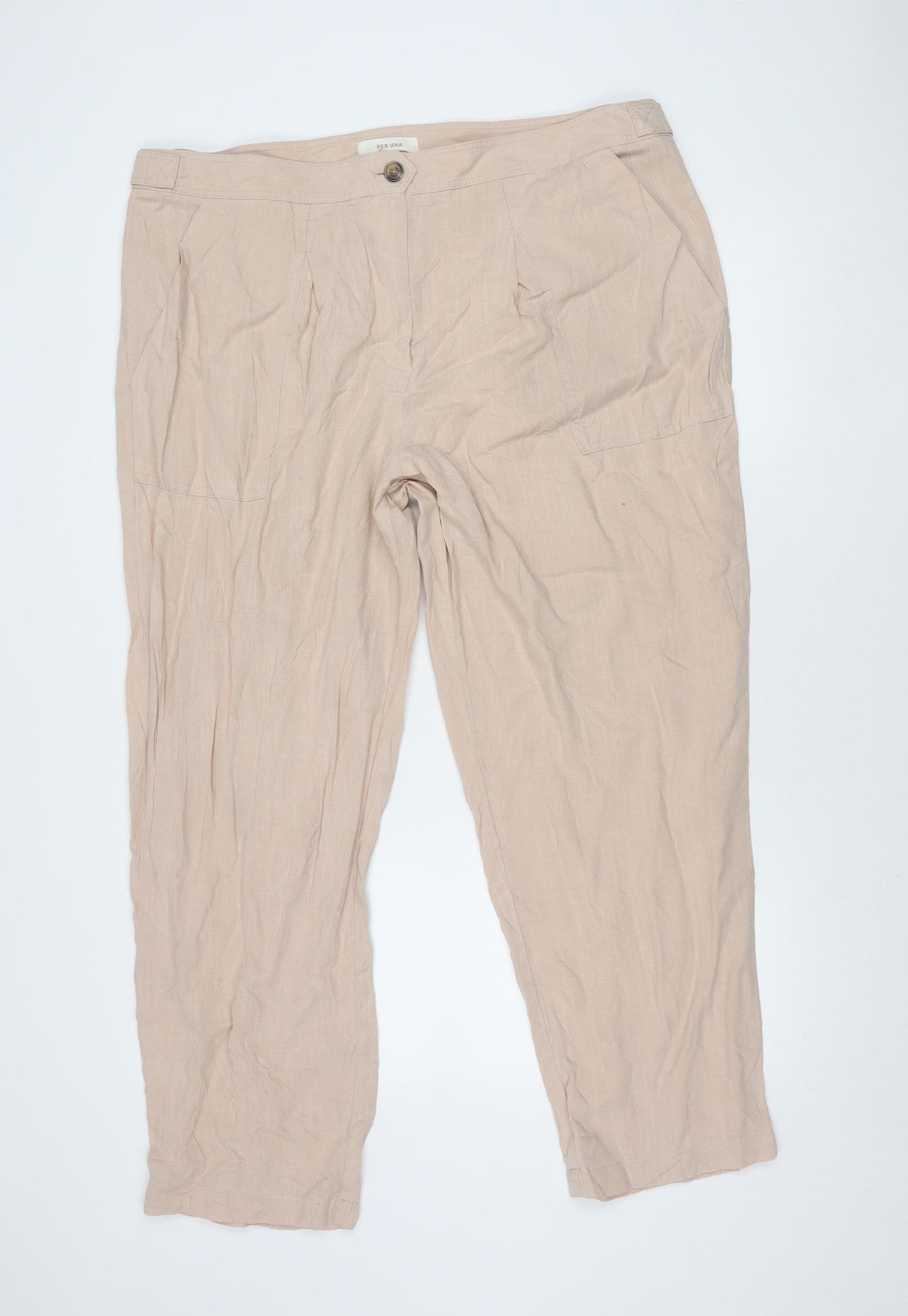 Womens UK Size 20 Marks and Spencer Regular Fit Cargo Beige Trousers
