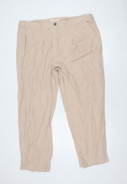 Womens UK Size 20 Marks and Spencer Regular Fit Cargo Beige Trousers