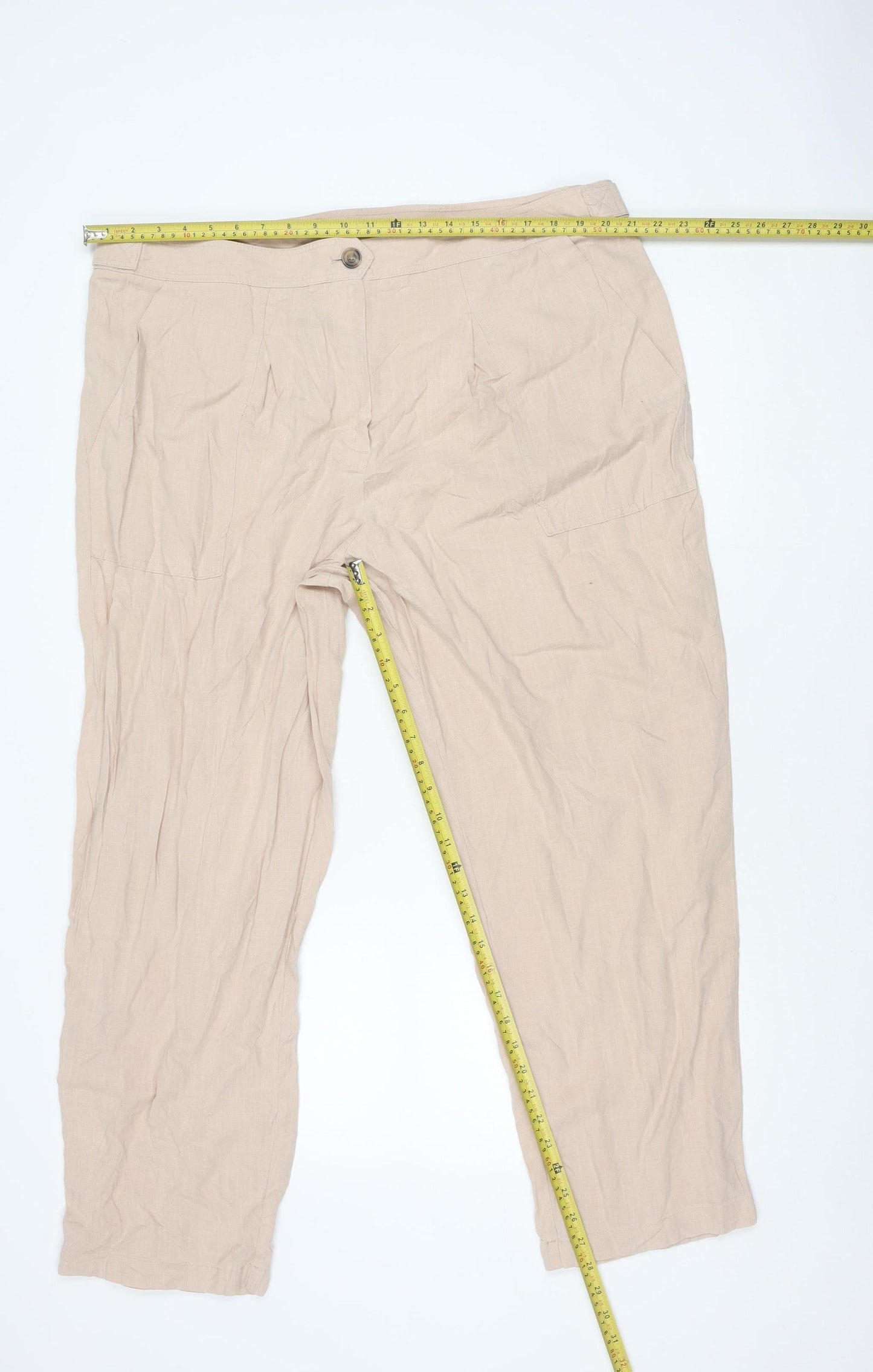 Womens UK Size 20 Marks and Spencer Regular Fit Cargo Beige Trousers