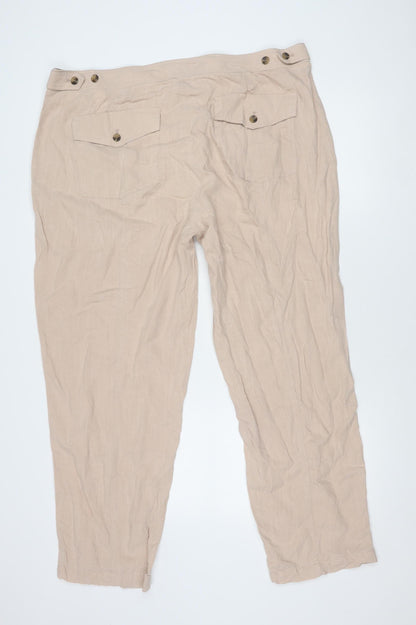 Womens UK Size 20 Marks and Spencer Regular Fit Cargo Beige Trousers