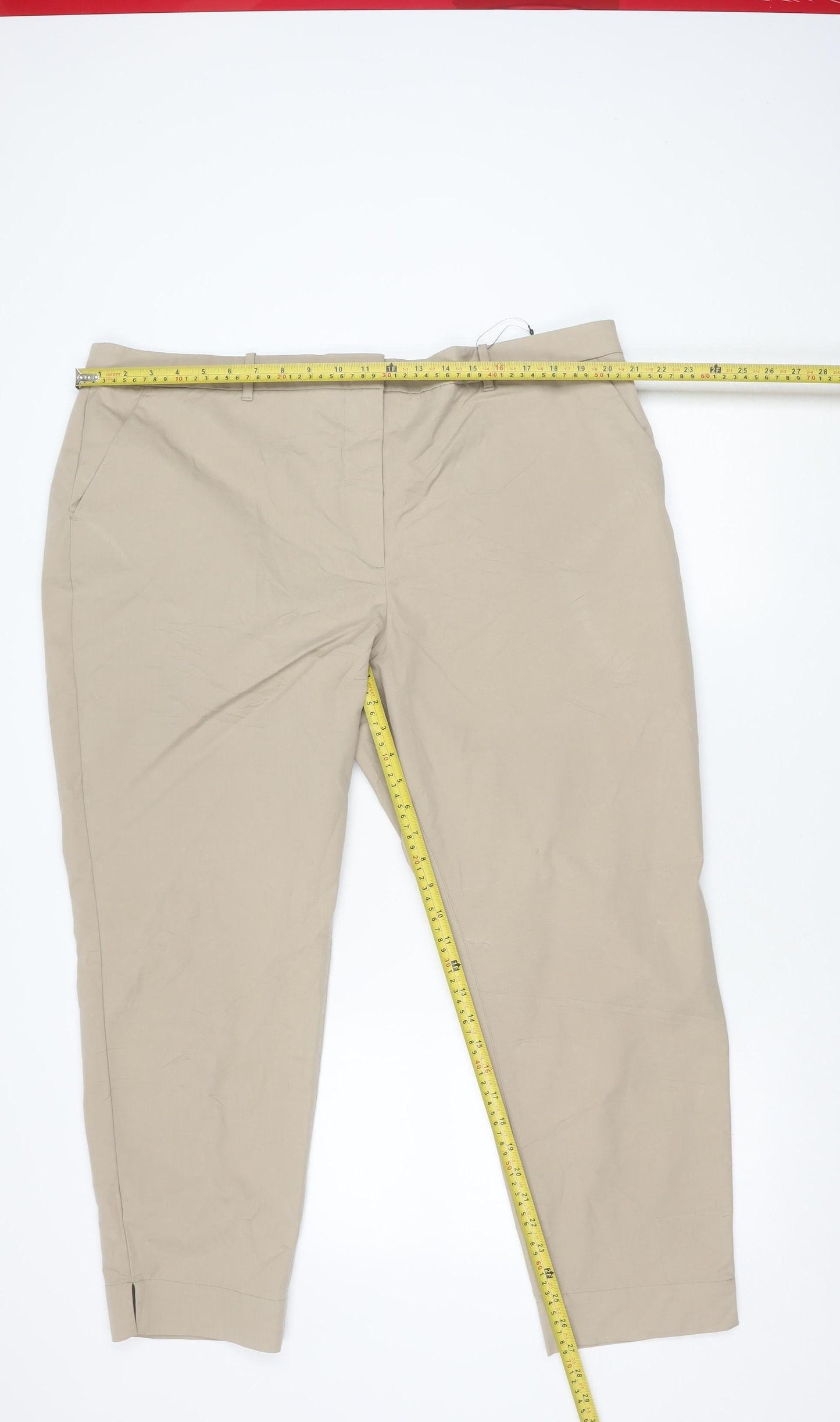 Womens UK Size 20 Marks and Spencer Regular Fit Chino Beige Trousers