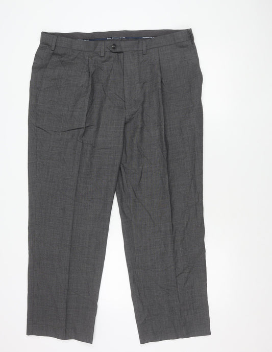 Marks and Spencer Men's Grey XL Regular Fit Wool Blend Dress Pants