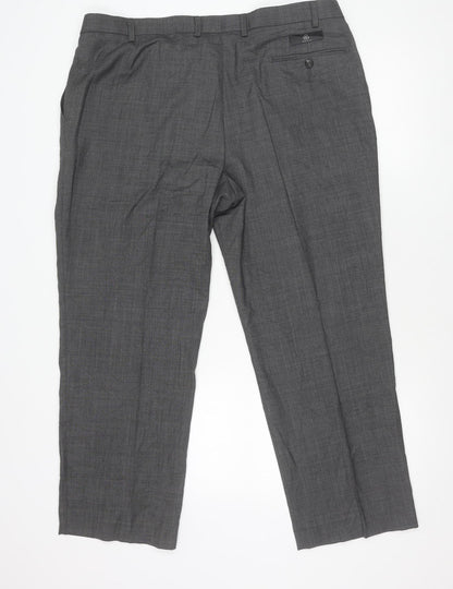 Marks and Spencer Men's Grey XL Regular Fit Wool Blend Dress Pants