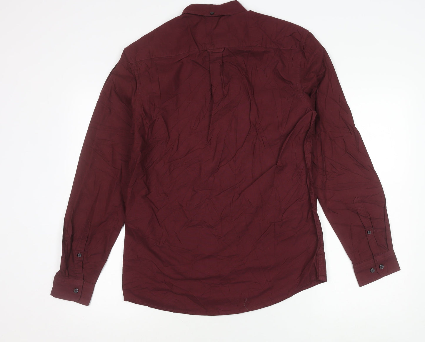 Marks and Spencer Men's Red Long Sleeve Cotton Oxford Shirt S