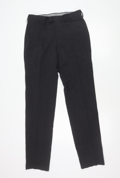 Marks and Spencer Men's Grey Slim Wool Blend Work Trousers 30x33