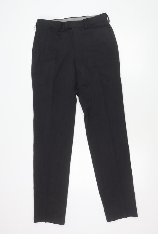 Marks and Spencer Men's Grey Slim Wool Blend Work Trousers 30x33