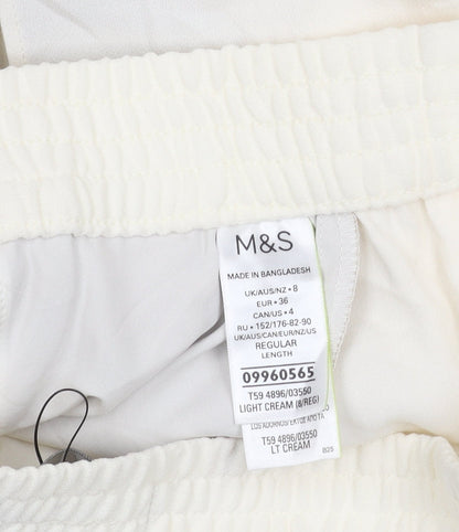 Womens UK Size 8 Marks and Spencer Regular Fit Jogger Ivory Trousers