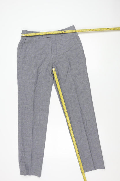 Marks and Spencer Men's Grey Check Wool Dress Pants 30x31 Regular