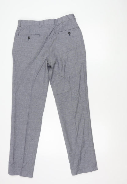 Marks and Spencer Men's Grey Check Wool Dress Pants 30x31 Regular