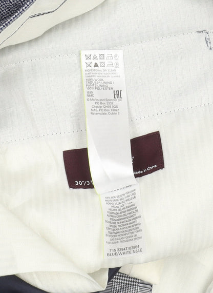 Marks and Spencer Men's Grey Check Wool Dress Pants 30x31 Regular