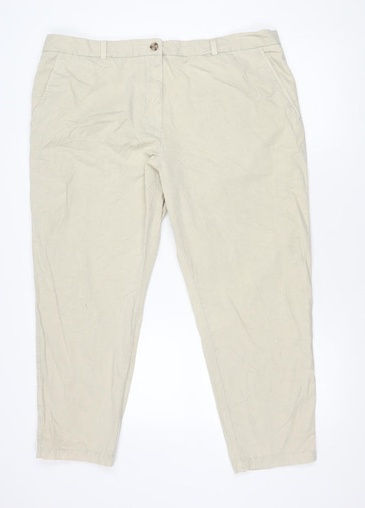 Marks and Spencer Men's Beige Chino Trousers Size 20 Regular Fit