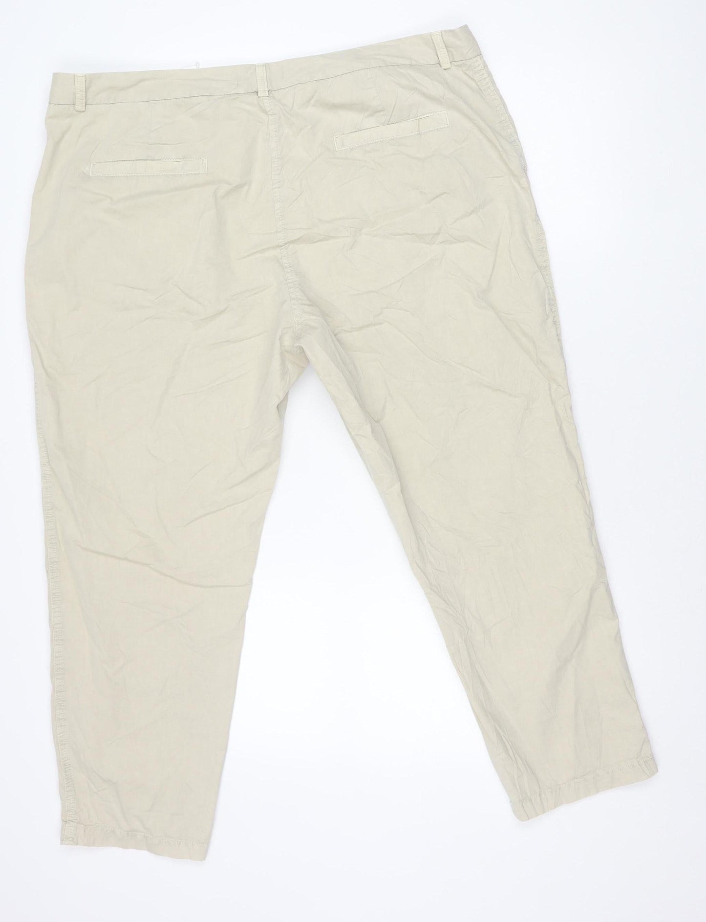 Marks and Spencer Men's Beige Chino Trousers Size 20 Regular Fit
