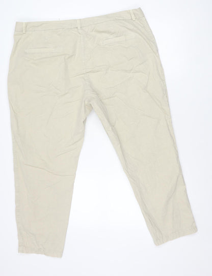 Marks and Spencer Men's Beige Chino Trousers Size 20 Regular Fit