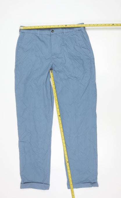 Marks and Spencer Men's Blue Chino Trousers 34W 33L Regular Fit