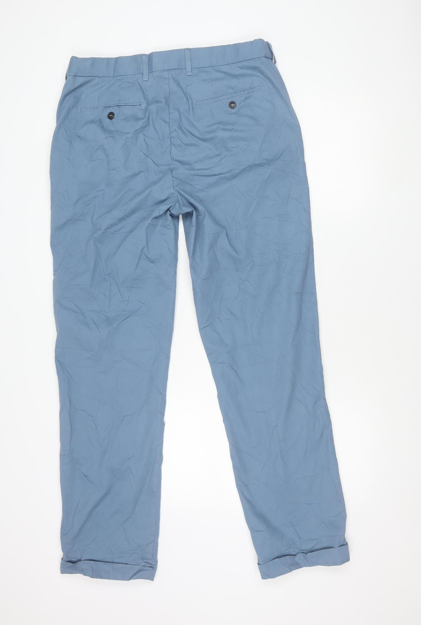 Marks and Spencer Men's Blue Chino Trousers 34W 33L Regular Fit