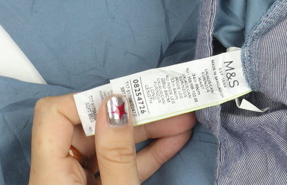 Marks and Spencer Men's Blue Chino Trousers 34W 33L Regular Fit