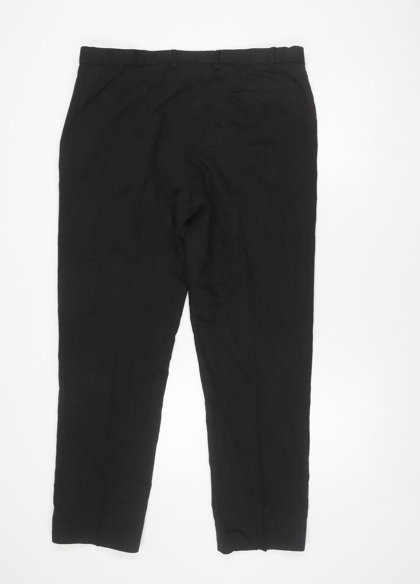 Marks and Spencer Men's Black 38in Wool Blend Regular Fit Dress Trousers