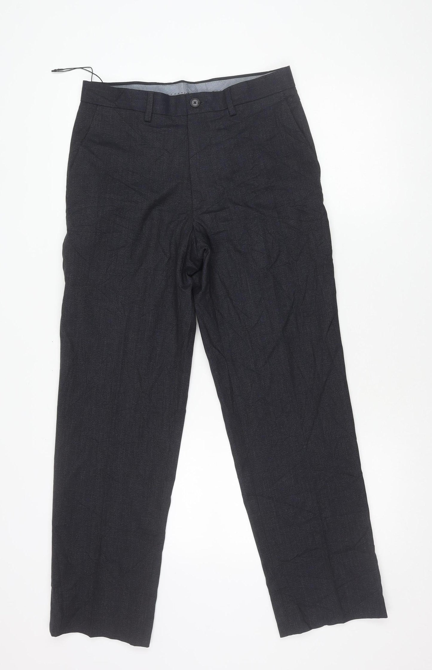 Marks and Spencer Men's Navy 30x29 Regular Fit Straight Leg Trousers