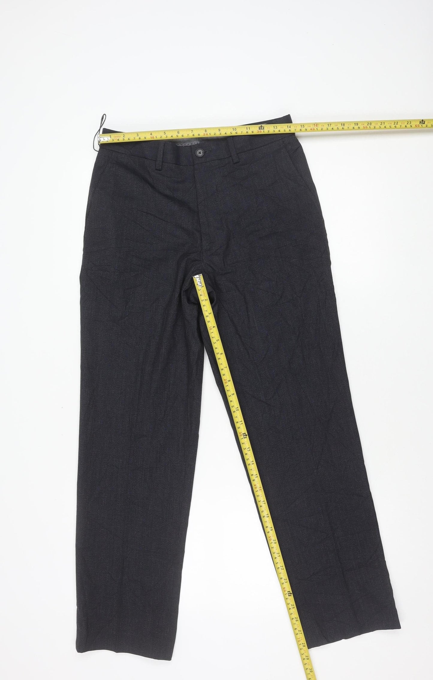 Marks and Spencer Men's Navy 30x29 Regular Fit Straight Leg Trousers