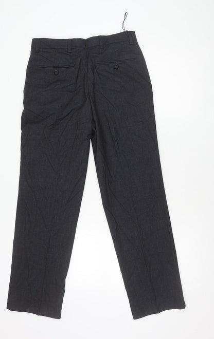 Marks and Spencer Men's Navy 30x29 Regular Fit Straight Leg Trousers