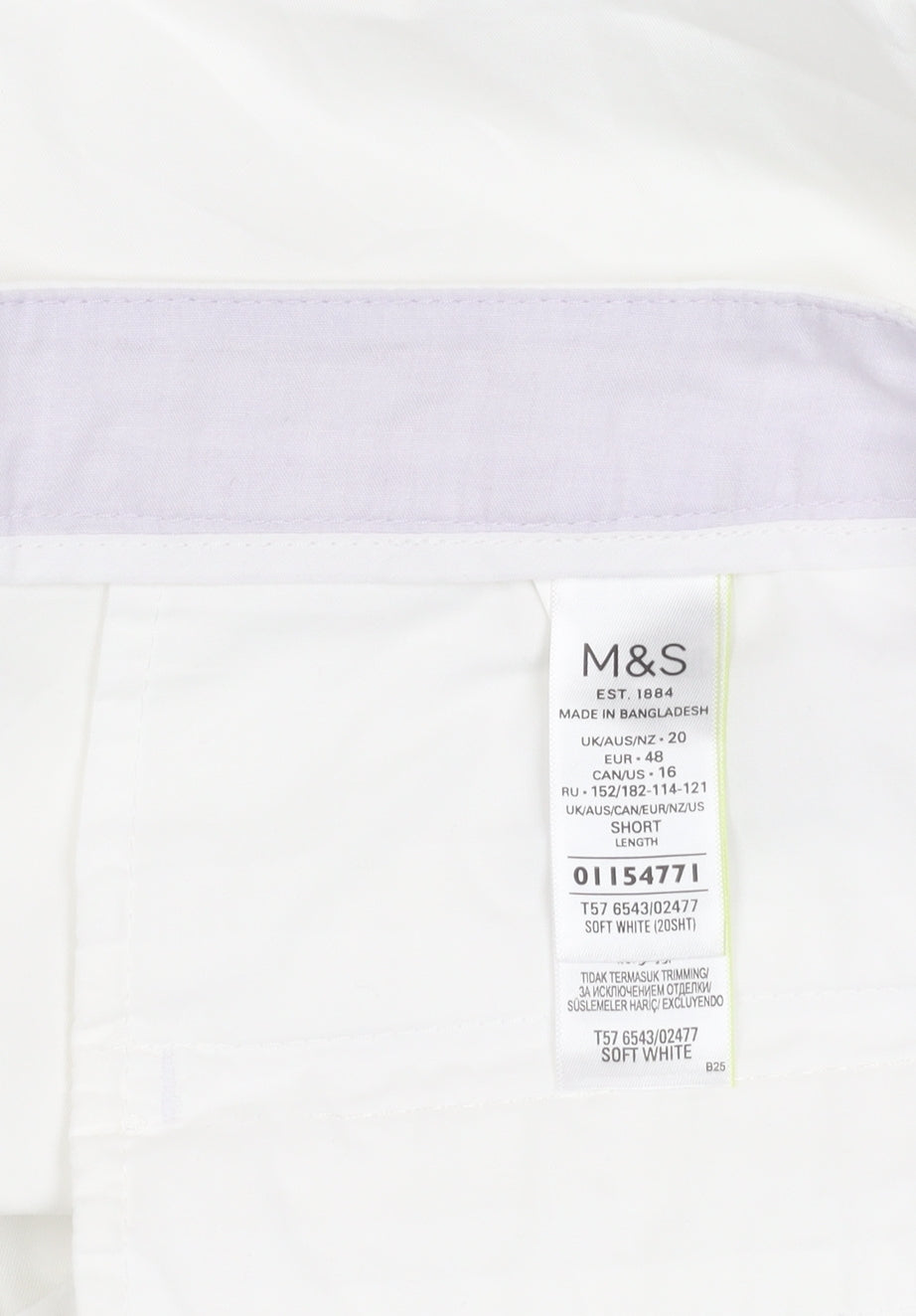 Womens UK Size 20 Marks and Spencer   White Trousers