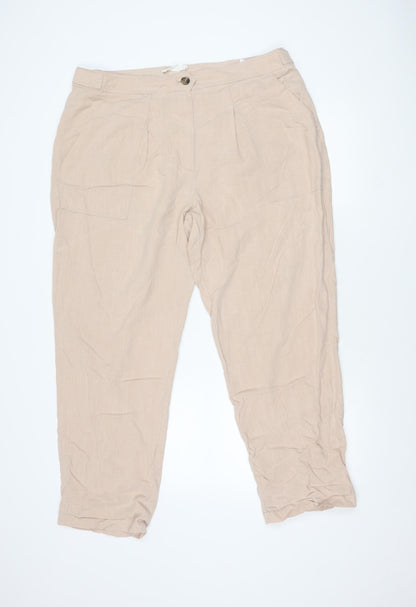 Womens UK Size 16 Marks and Spencer Regular Fit Cargo Beige Trousers