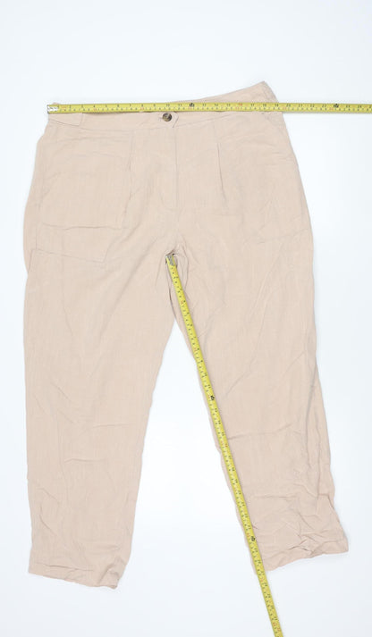 Womens UK Size 16 Marks and Spencer Regular Fit Cargo Beige Trousers