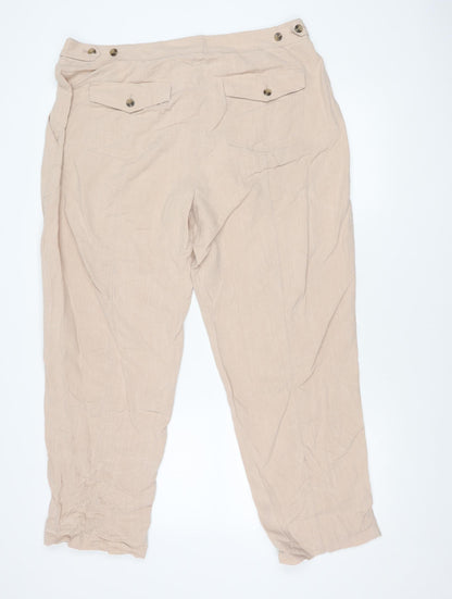 Womens UK Size 16 Marks and Spencer Regular Fit Cargo Beige Trousers