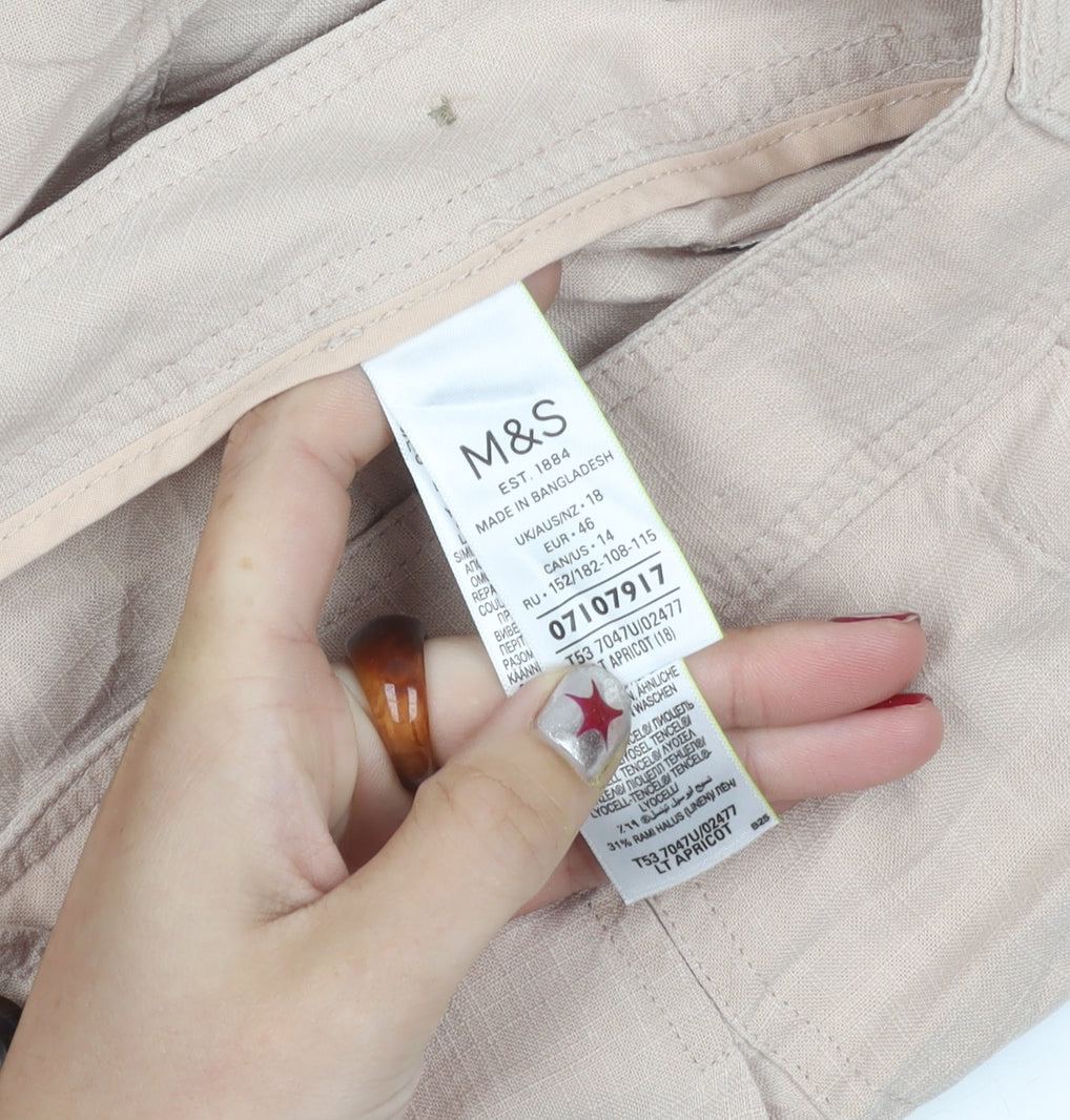 Womens UK Size 16 Marks and Spencer Regular Fit Cargo Beige Trousers