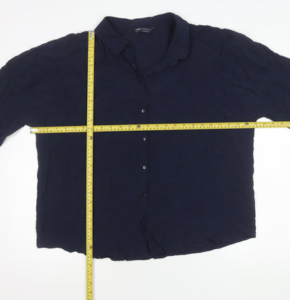 Marks and Spencer Women’s Blue Size 18 Button-Up Shirt Viscose 3/4 Sleeve