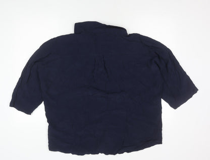 Marks and Spencer Women’s Blue Size 18 Button-Up Shirt Viscose 3/4 Sleeve