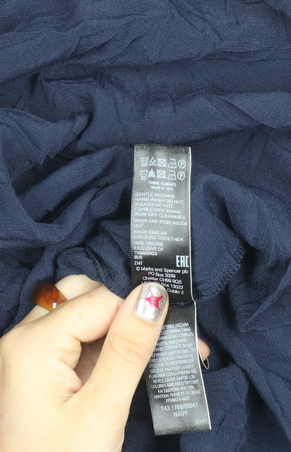 Marks and Spencer Women’s Blue Size 18 Button-Up Shirt Viscose 3/4 Sleeve