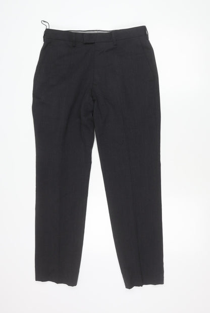 Marks & Spencer Mens Grey Slim Fit Dress Pants 30x29 Wool Blend