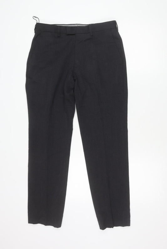Marks & Spencer Mens Grey Slim Fit Dress Pants 30x29 Wool Blend