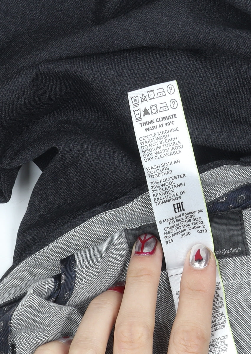 Marks & Spencer Mens Grey Slim Fit Dress Pants 30x29 Wool Blend