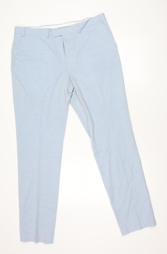 Marks and Spencer Men's Blue Slim Fit Dress Trousers 38x33