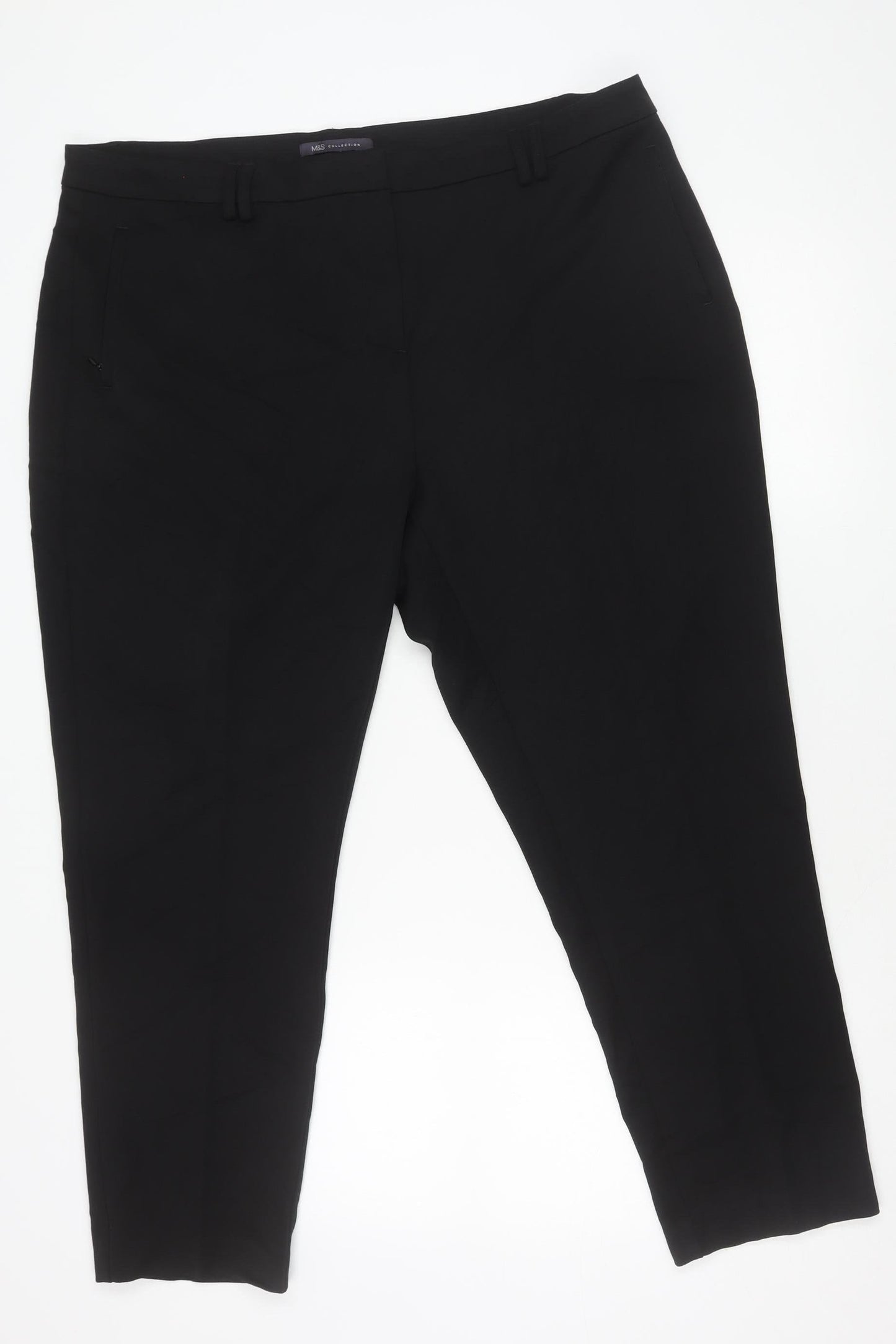 Marks and Spencer Men's Black Size 20 Regular Fit Straight Trousers