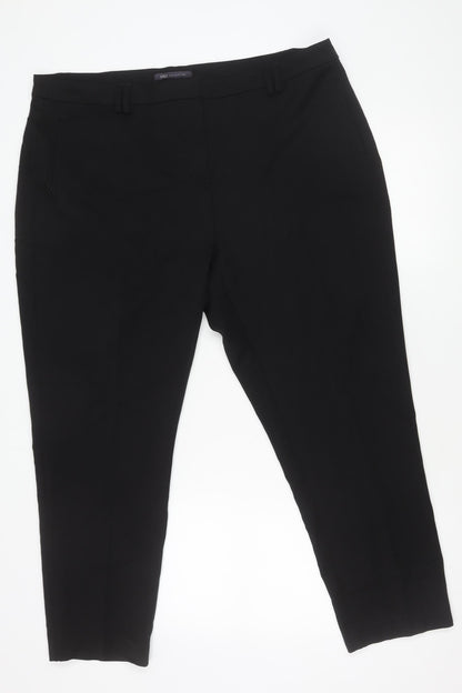 Marks and Spencer Men's Black Size 20 Regular Fit Straight Trousers