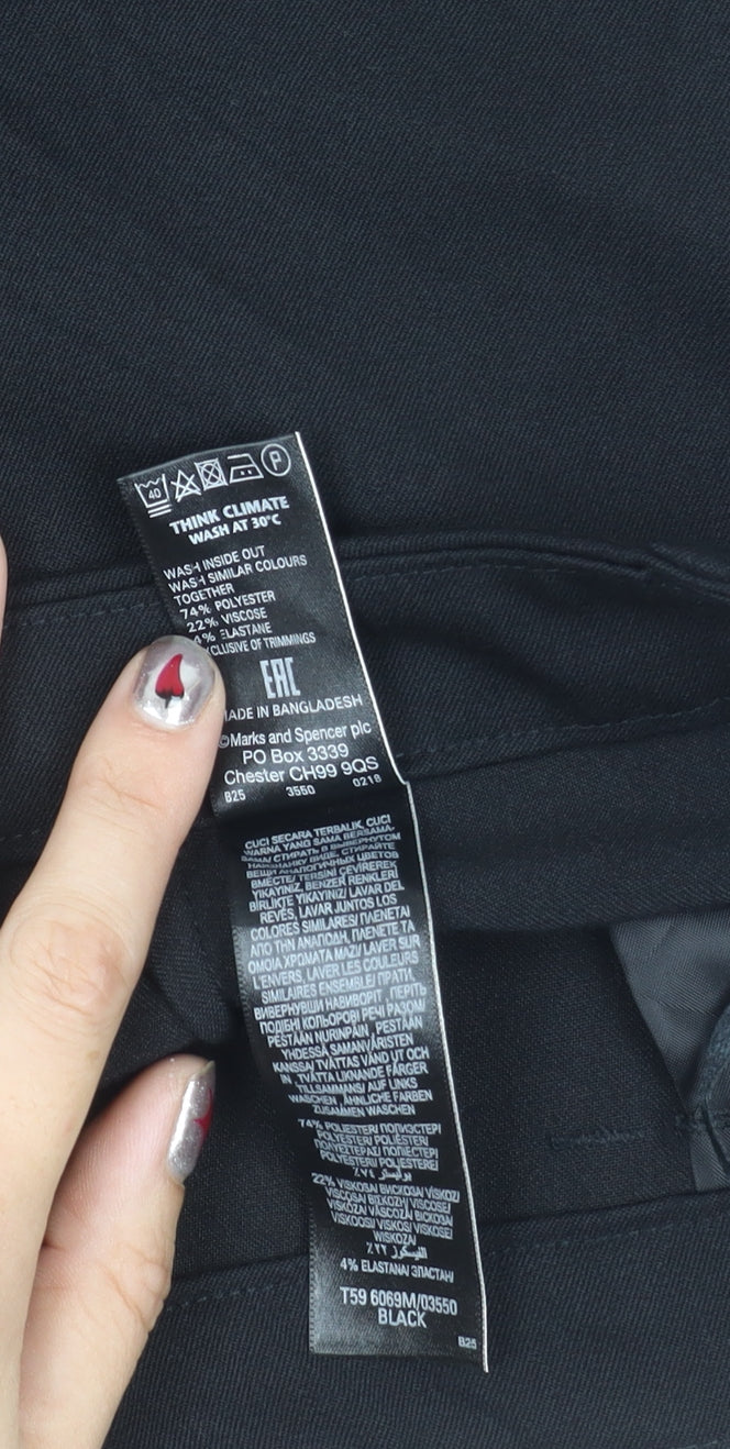 Marks and Spencer Men's Black Size 20 Regular Fit Straight Trousers