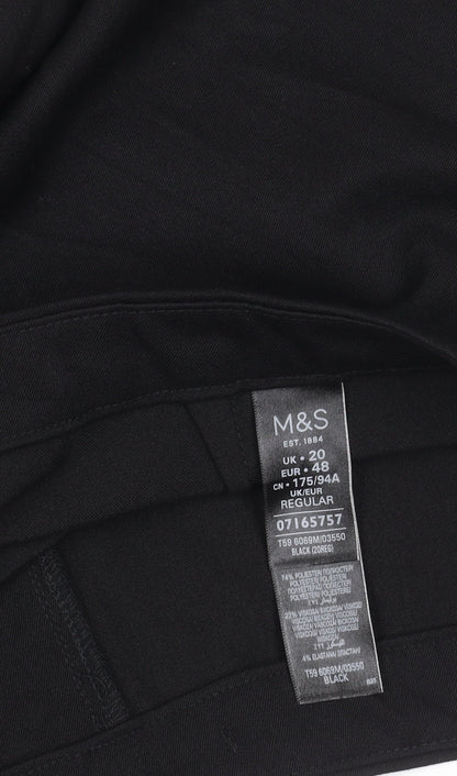 Marks and Spencer Men's Black Size 20 Regular Fit Straight Trousers