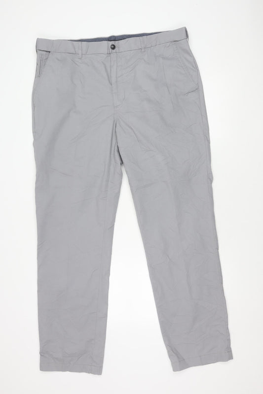Marks & Spencer Men’s Grey Regular Fit Blue Harbour Chino Trousers 40W 33L