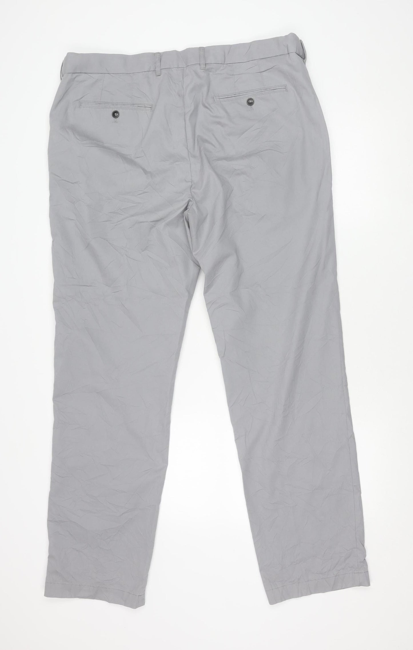 Marks & Spencer Men’s Grey Regular Fit Blue Harbour Chino Trousers 40W 33L