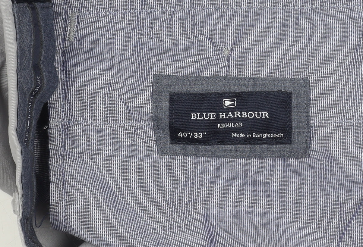 Marks & Spencer Men’s Grey Regular Fit Blue Harbour Chino Trousers 40W 33L