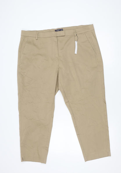 Womens UK Size 20 Marks and Spencer Regular Fit Chino Beige Trousers
