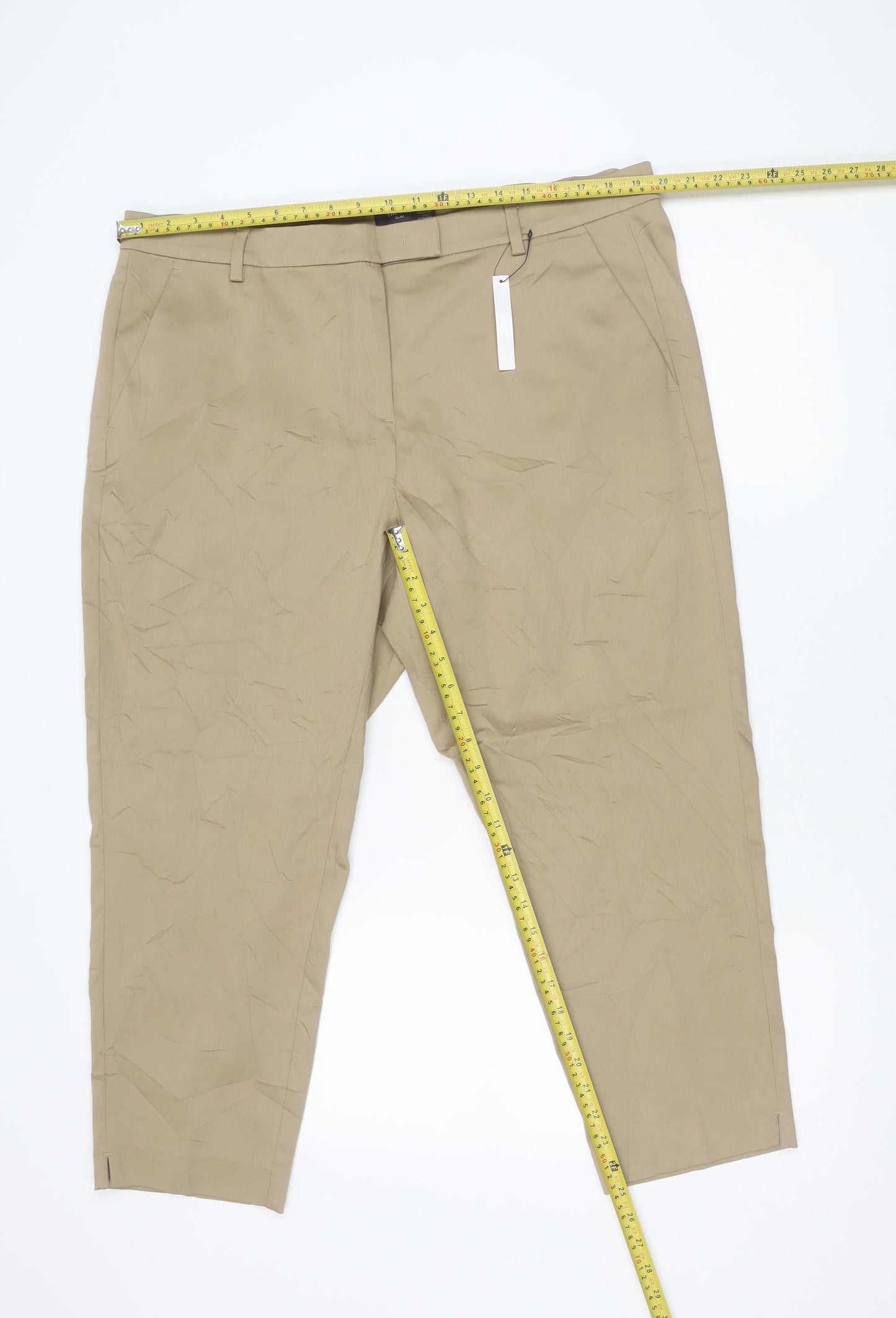 Womens UK Size 20 Marks and Spencer Regular Fit Chino Beige Trousers