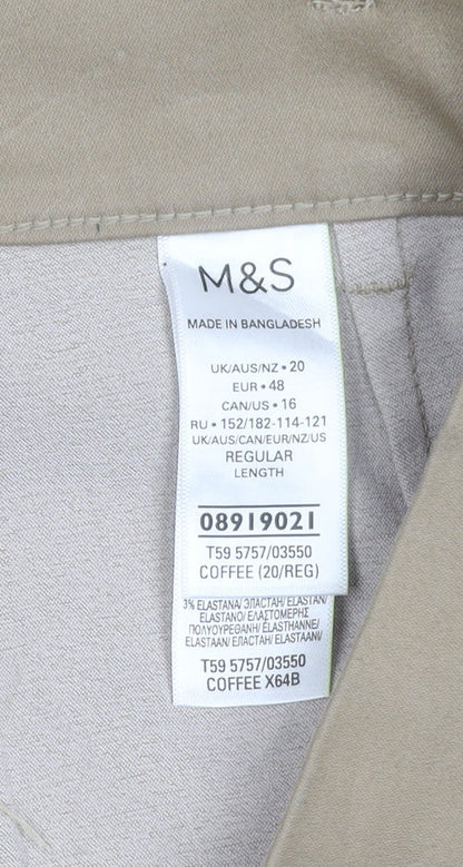 Womens UK Size 20 Marks and Spencer Regular Fit Chino Beige Trousers