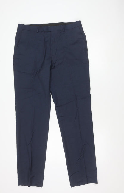 Marks and Spencer Men’s Blue Slim Fit Trousers 34x33 Business Formal