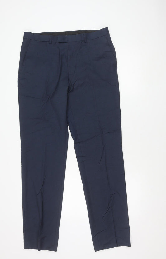 Marks and Spencer Men’s Blue Slim Fit Trousers 34x33 Business Formal